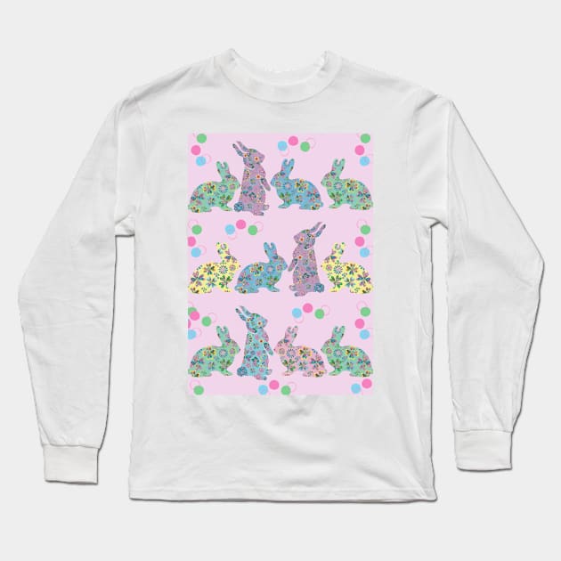 Easter Bunny Cute Rabbits Long Sleeve T-Shirt by traceyart